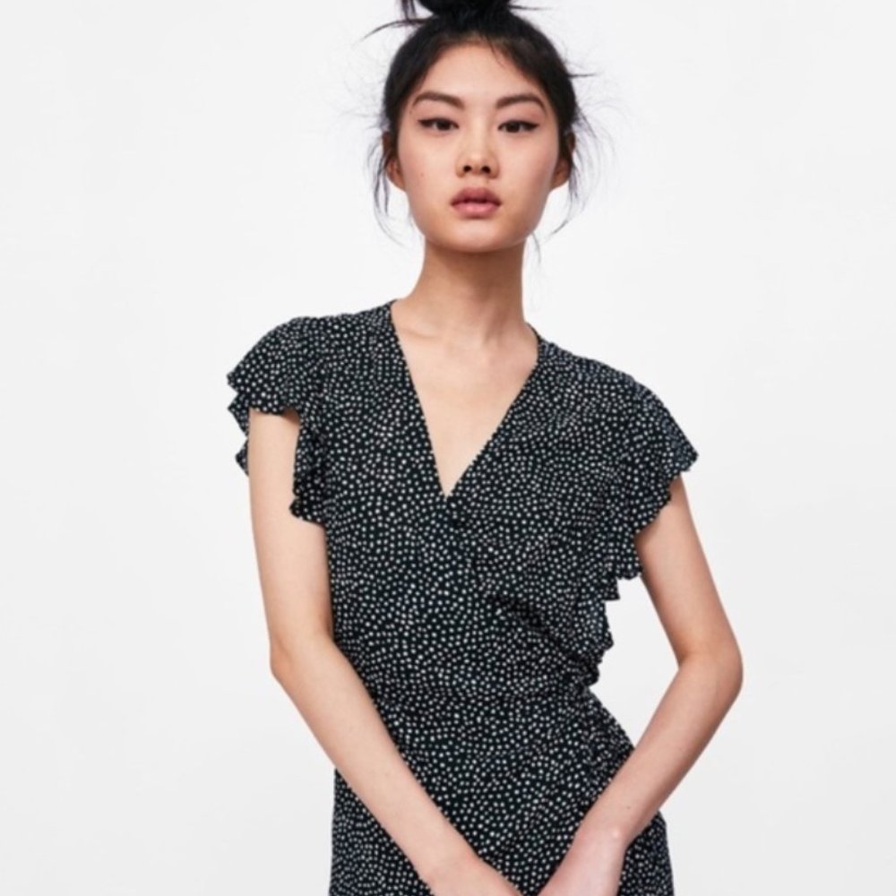 ZARA BLACK AND WHITE POLKA DOT DRESS